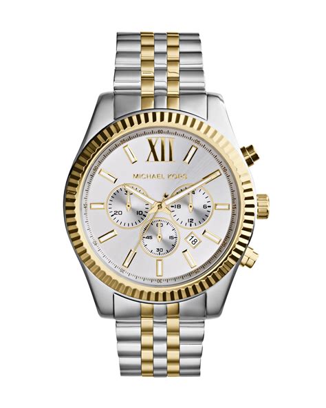 michael kors watch lexington silver|Michael Kors chronograph gold.